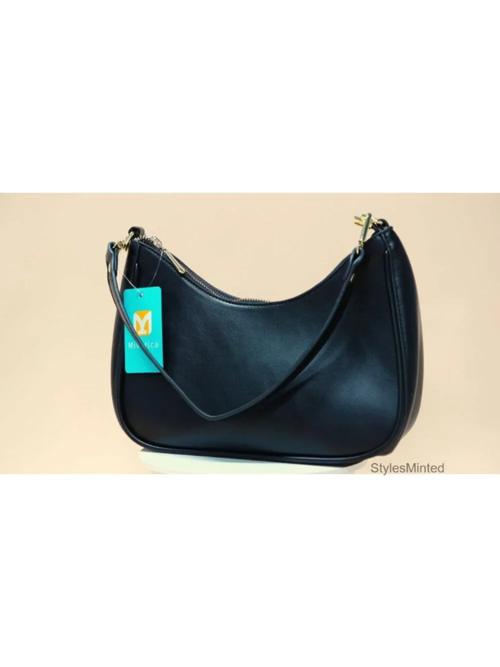 Vegan Leather Crescent Hobo Shoulder Bag YKK Zipper Mini Purse